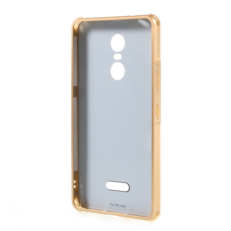 For Lenovo K6 Note Sliding Aluminum Alloy Frame Brushed Plating PC Back Case - Gold-2