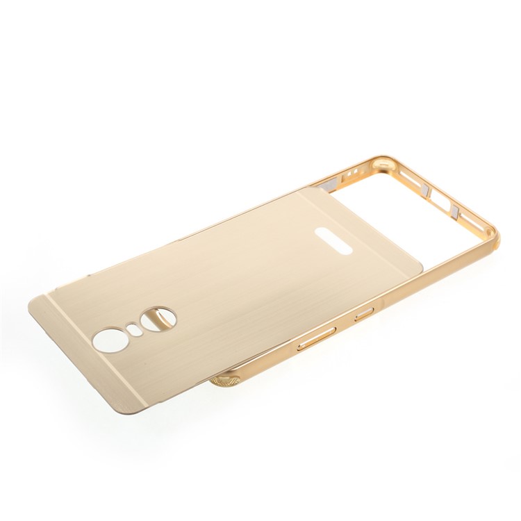 For Lenovo K6 Note Sliding Aluminum Alloy Frame Brushed Plating PC Back Case - Gold-4