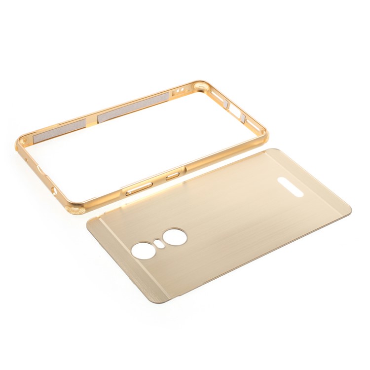 For Lenovo K6 Note Sliding Aluminum Alloy Frame Brushed Plating PC Back Case - Gold-5