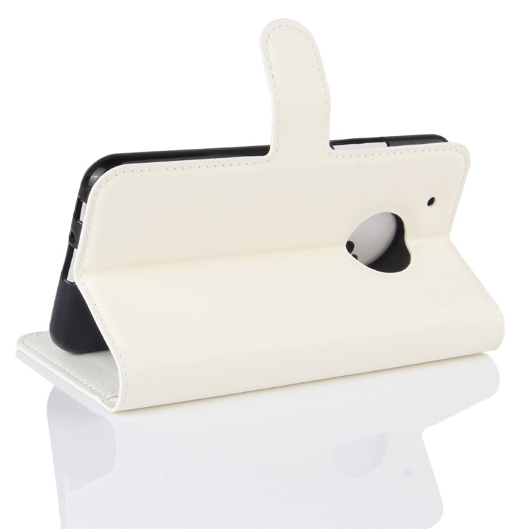 Litchi Grain Leather Wallet Stand Phone Case for Motorola Moto G5 - White-4