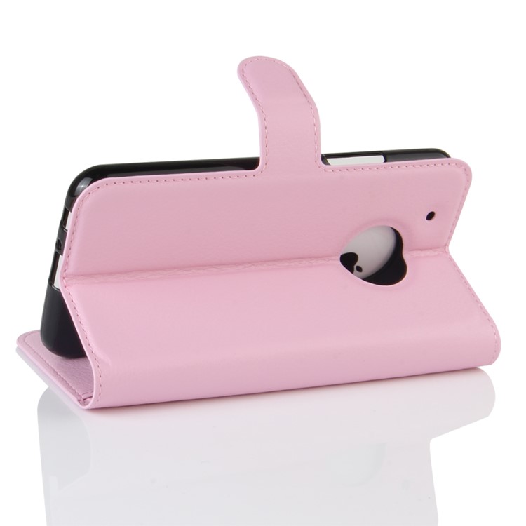 Litchi Grain Leather Magnetic Wallet Cover for Motorola Moto G5 - Pink-4