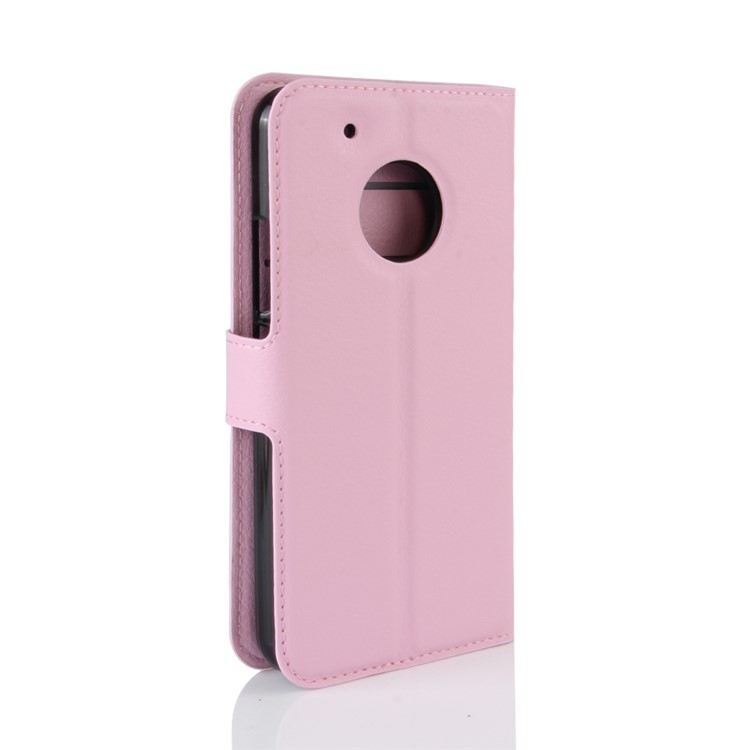 Litchi Grain Leather Magnetic Wallet Cover for Motorola Moto G5 - Pink-5