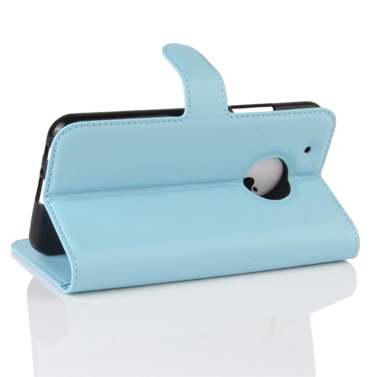 Litchi Grain Wallet Leather Phone Cover Accessory for Motorola Moto G5 - Blue-4