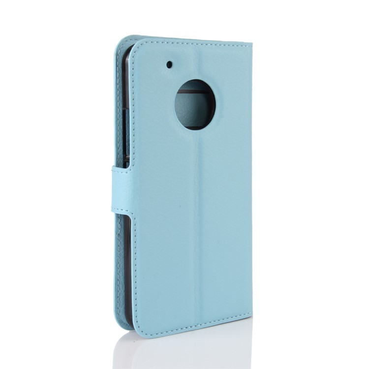 Litchi Grain Wallet Leather Phone Cover Accessory for Motorola Moto G5 - Blue-5