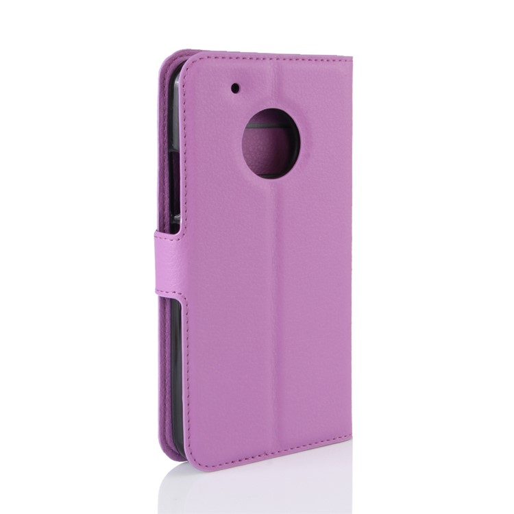 Litchi Grain Leather Shell Case Stand Card Holder for Motorola Moto G5 - Purple-5