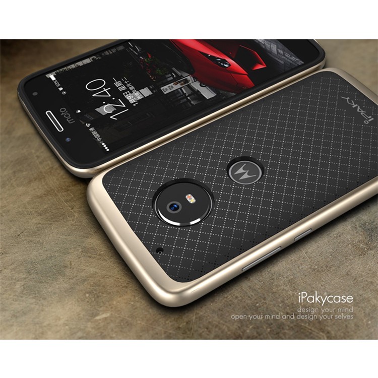 IPAKY PC Bumper + TPU Hybrid Mobile Casing for Motorola Moto G5 - Gold-3