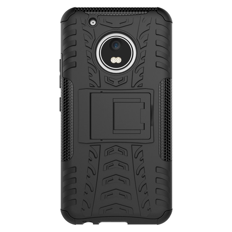 For Motorola Moto G5 Plus Cool Tire Pattern Kickstand PC + TPU Moilbe Phone Case - Black-6