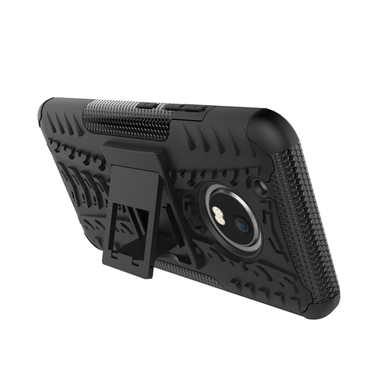 Für Motorola Moto G5 Plus Cooles Reifenmuster Kickstand PC + TPU Moilbe Telefonhülle - Schwarz-7