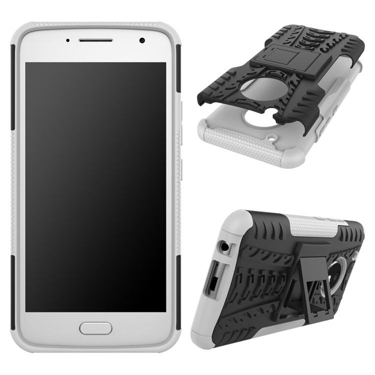 Cool Tire Pattern Kickstand PC + TPU Hybrid Cover Case for Motorola Moto G5 Plus - White-2