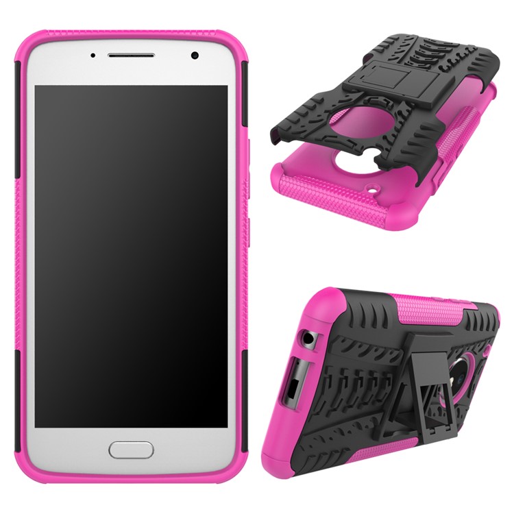 Cool Tire Hybrid PC + TPU Phone Case with Kickstand for Motorola Moto G5 Plus - Rose-2