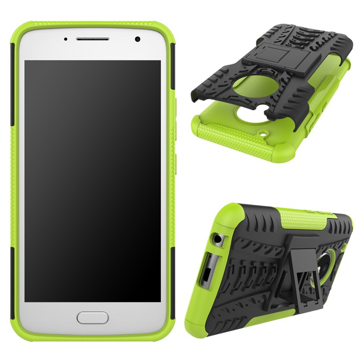 Cool Tire Pattern Kickstand Hybrid PC + TPU Shell Case for Motorola Moto G5 Plus - Green-2