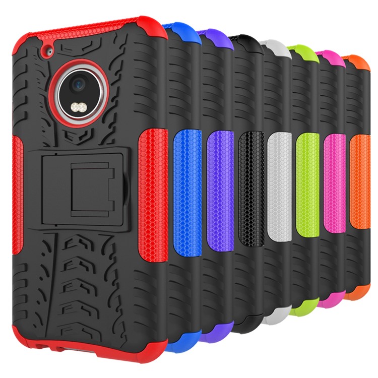 Cool Tire Pattern Kickstand Hybrid PC + TPU Shell Case for Motorola Moto G5 Plus - Green-4