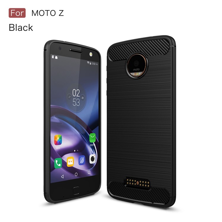 Housse en TPU brossé en fibre de carbone pour Motorola Moto Z - Noir-1
