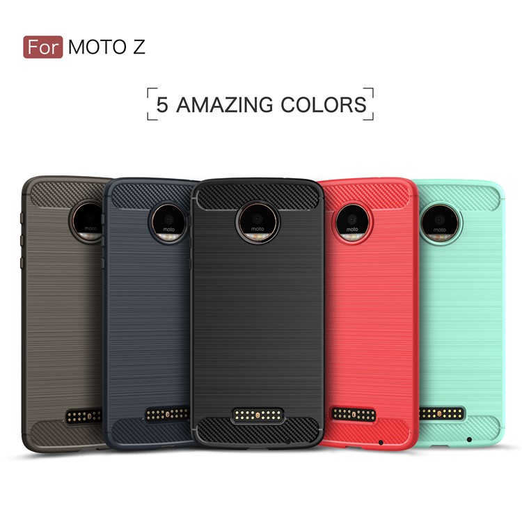 Housse en TPU brossé en fibre de carbone pour Motorola Moto Z - Noir-12