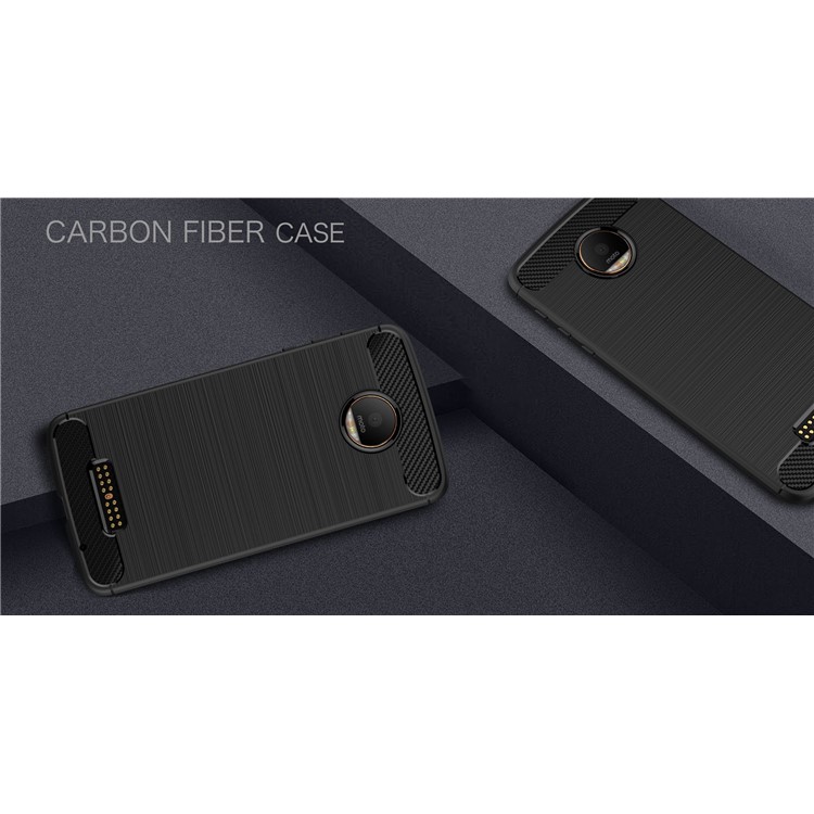 Housse en TPU brossé en fibre de carbone pour Motorola Moto Z - Noir-2