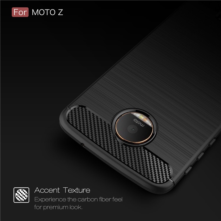 Housse en TPU brossé en fibre de carbone pour Motorola Moto Z - Noir-5