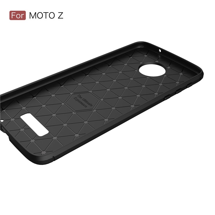 Housse en TPU brossé en fibre de carbone pour Motorola Moto Z - Noir-6
