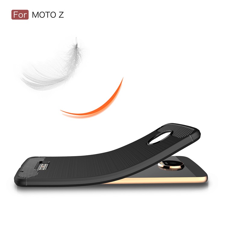 Housse en TPU brossé en fibre de carbone pour Motorola Moto Z - Noir-8
