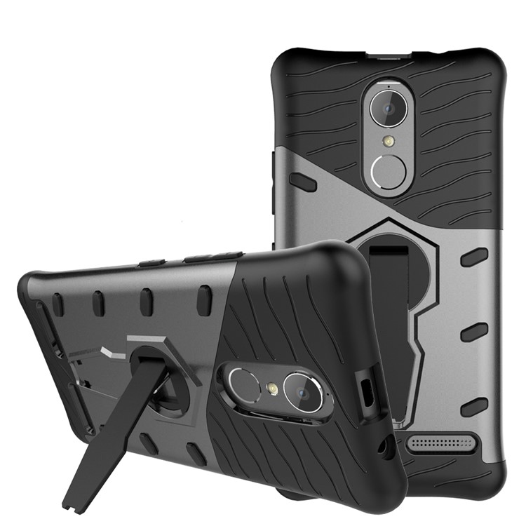 360-Degree Rotary Kickstand Armor PC + TPU Mobile Case for Lenovo K6 / K6 Power - Grey-1