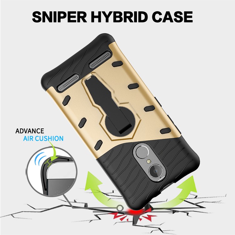 Armor Rotary Kickstand Housse de téléphone portable pour Lenovo K6 / K6 Power (PC + TPU) - Or-11