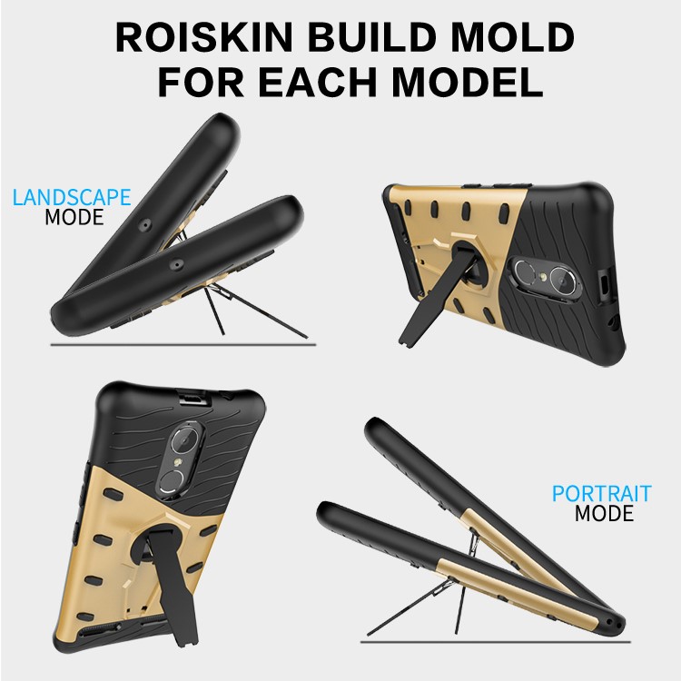 Armor Rotary Kickstand Housse de téléphone portable pour Lenovo K6 / K6 Power (PC + TPU) - Or-12