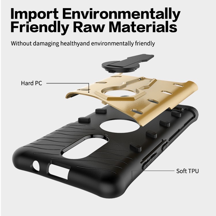 Armor Rotary Kickstand Housse de téléphone portable pour Lenovo K6 / K6 Power (PC + TPU) - Or-13
