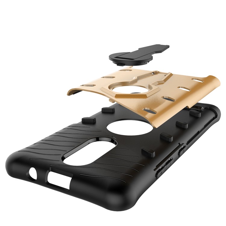 Armor Rotary Kickstand Housse de téléphone portable pour Lenovo K6 / K6 Power (PC + TPU) - Or-8