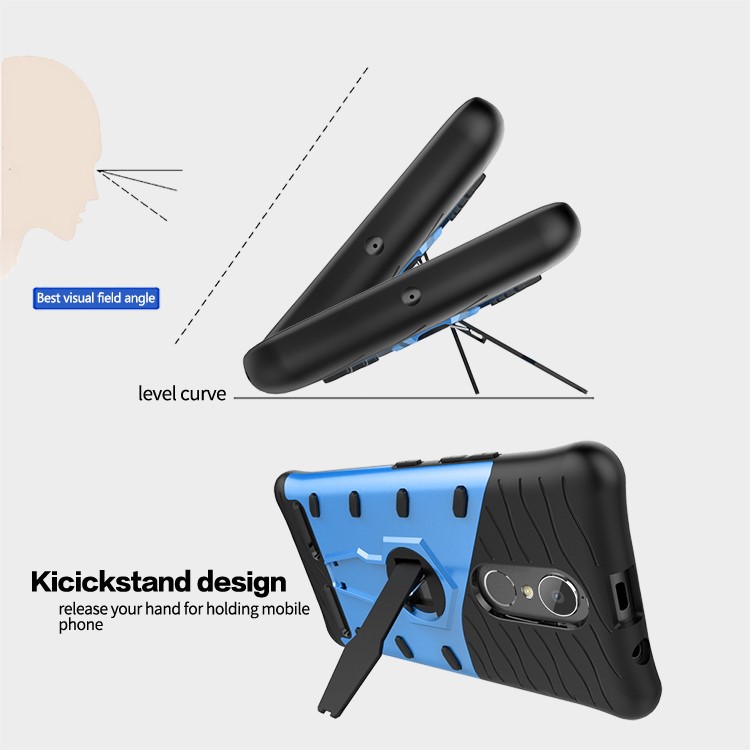 Armor PC + TPU Smartphone Cover with 360-Degree Rotary Kickstand for Lenovo K6 / K6 Power - Blue-11