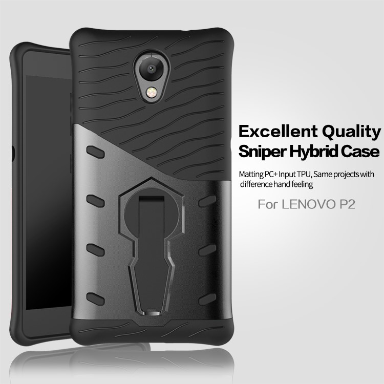 360-Degree Rotary Kickstand Armor PC + TPU Combo Case for Lenovo P2 - Grey-18