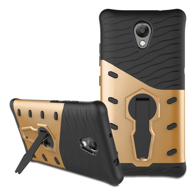 Armor Rotary Kickstand Mobile Phone Case for Lenovo P2 (PC + TPU) - Gold-1