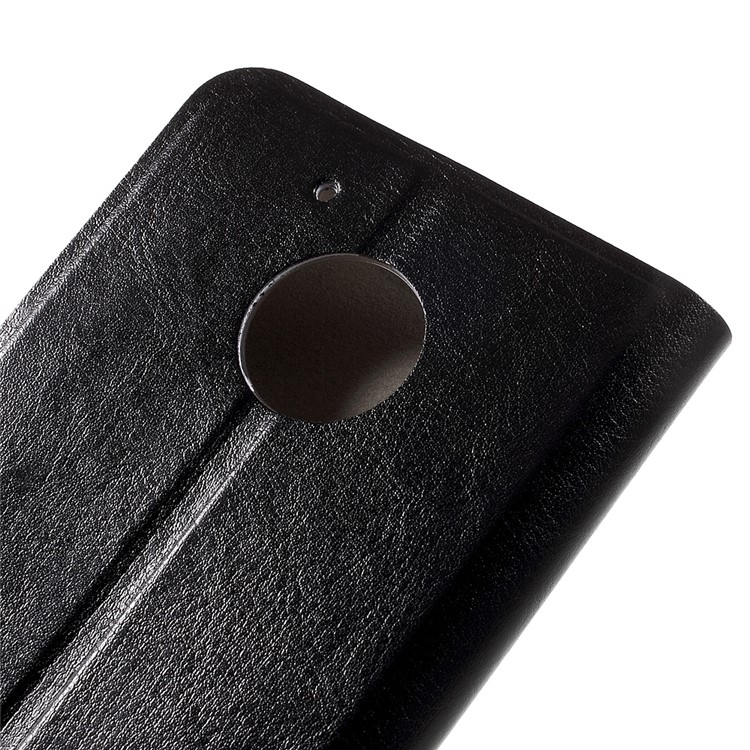 Crazy Horse Leather Phone Case for Motorola Moto G5 Built-in Steel Sheet - Black-9