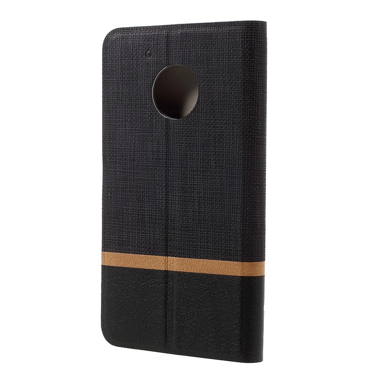 Contrast Color PU Leather Phone Case for Motorola Moto G5 Built-in Steel Sheet - Black-2
