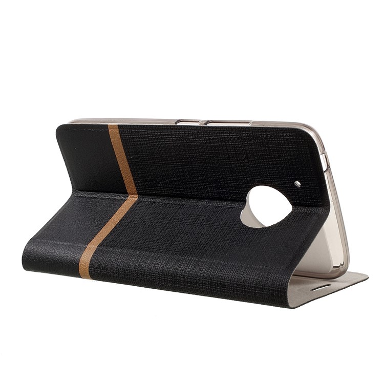 Contrast Color PU Leather Phone Case for Motorola Moto G5 Built-in Steel Sheet - Black-6