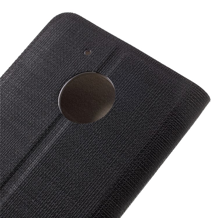 Contrast Color PU Leather Phone Case for Motorola Moto G5 Built-in Steel Sheet - Black-9