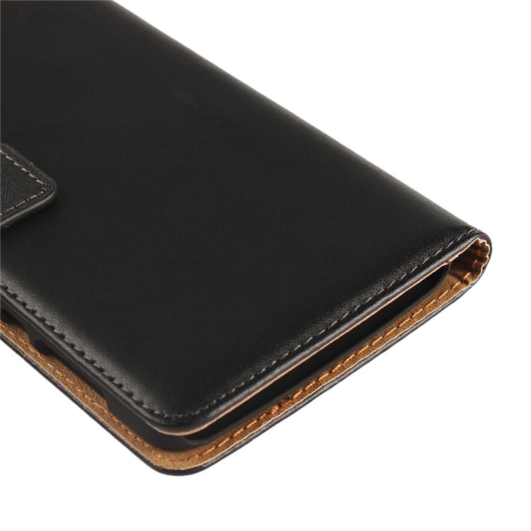 For Motorola Moto Z Play Genuine Split Leather Wallet Stand Phone Case - Black-10