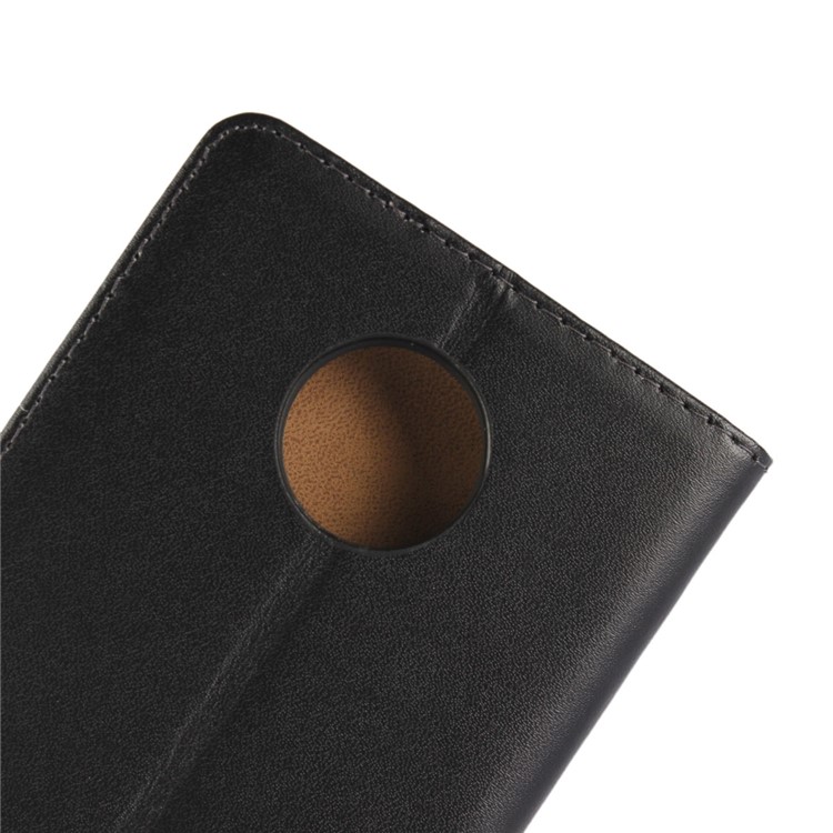 For Motorola Moto Z Play Genuine Split Leather Wallet Stand Phone Case - Black-8