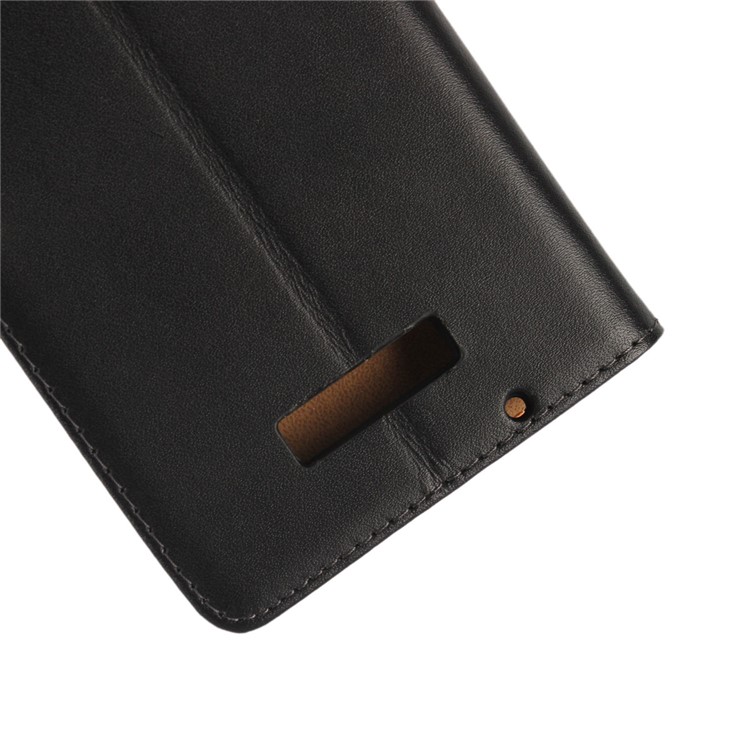 For Motorola Moto Z Play Genuine Split Leather Wallet Stand Phone Case - Black-9