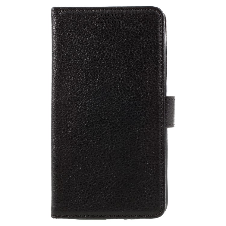Litchi Skin Wallet Leather Stand Case for Motorola Moto G5 Plus - Black-3