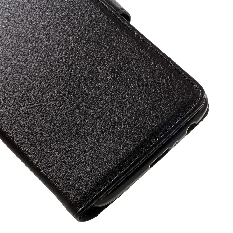 Litchi Skin Wallet Leather Stand Case for Motorola Moto G5 Plus - Black-7