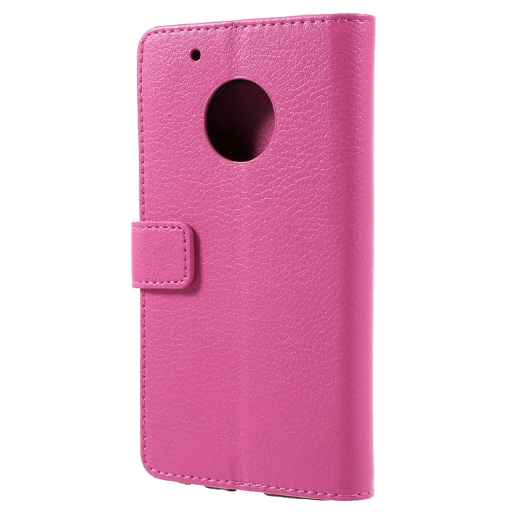Litchi Skin Magnetic Leather Stand Case for Motorola Moto G5 Plus - Rose-3