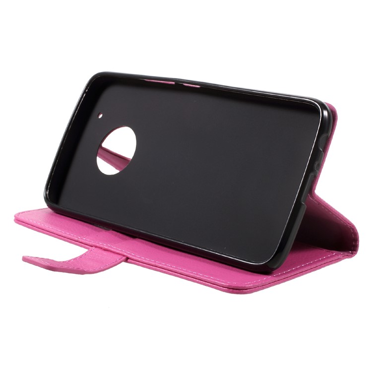 Litchi Skin Magnetic Leather Stand Case for Motorola Moto G5 Plus - Rose-4