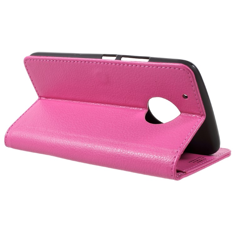 Litchi Skin Magnetic Leather Stand Case for Motorola Moto G5 Plus - Rose-5