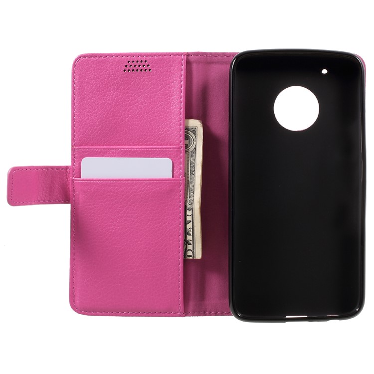 Litchi Skin Magnetic Leather Stand Case for Motorola Moto G5 Plus - Rose-6