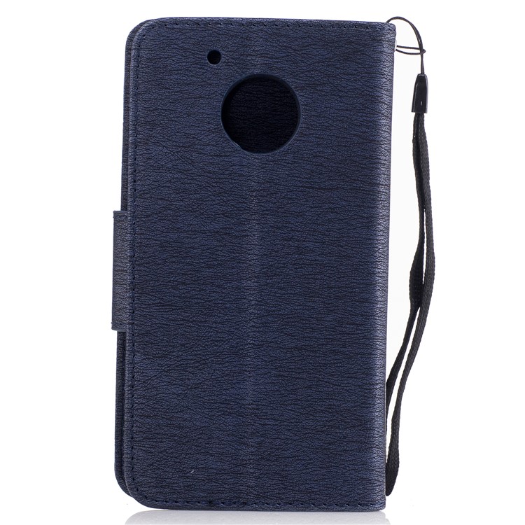 borboleta da flor da carteira de couro capa com colhedor para Motorola moto G5-azul escuro-3