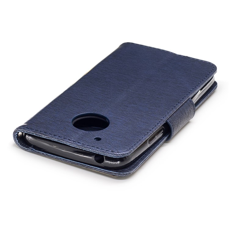 borboleta da flor da carteira de couro capa com colhedor para Motorola moto G5-azul escuro-7
