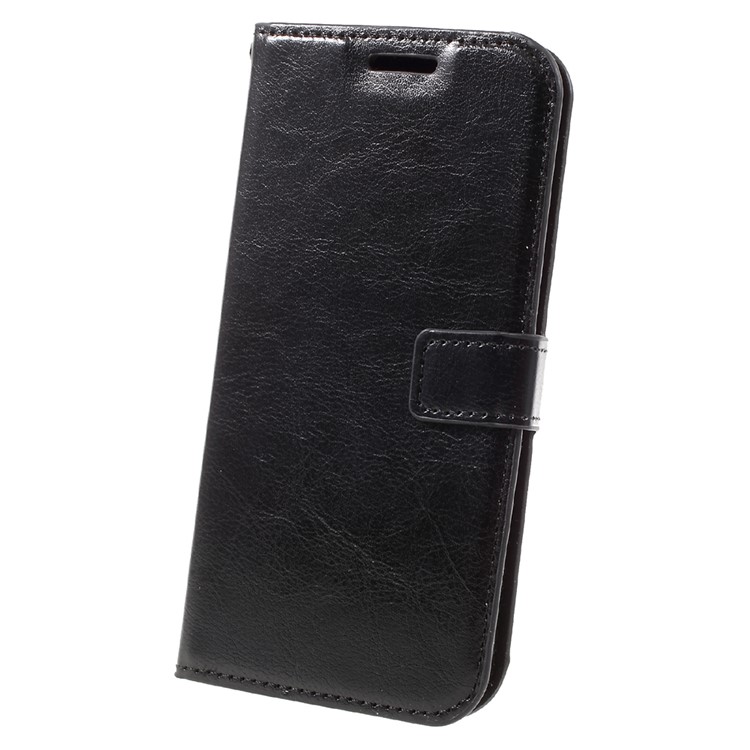 Crazy Horse ID/Credit Card Slots Leather Case with Lanyard Motorola Moto G5 - Black-3
