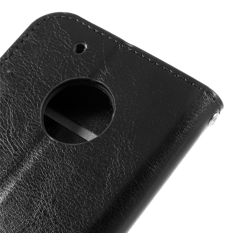 Crazy Horse ID/Credit Card Slots Leather Case with Lanyard Motorola Moto G5 - Black-9