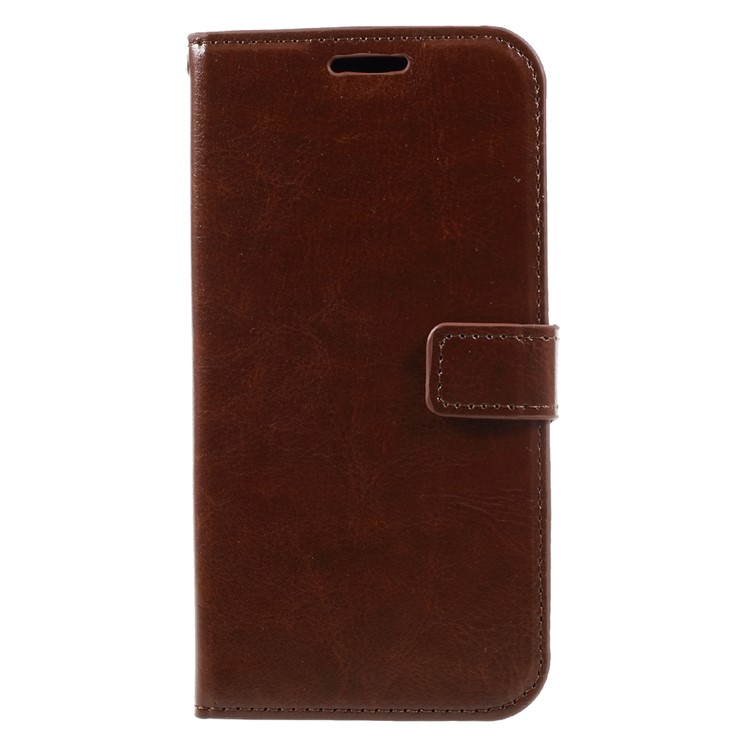 Crazy Horse Leather Wallet Phone Case with Lanyard for Motorola Moto G5 - Brown-1