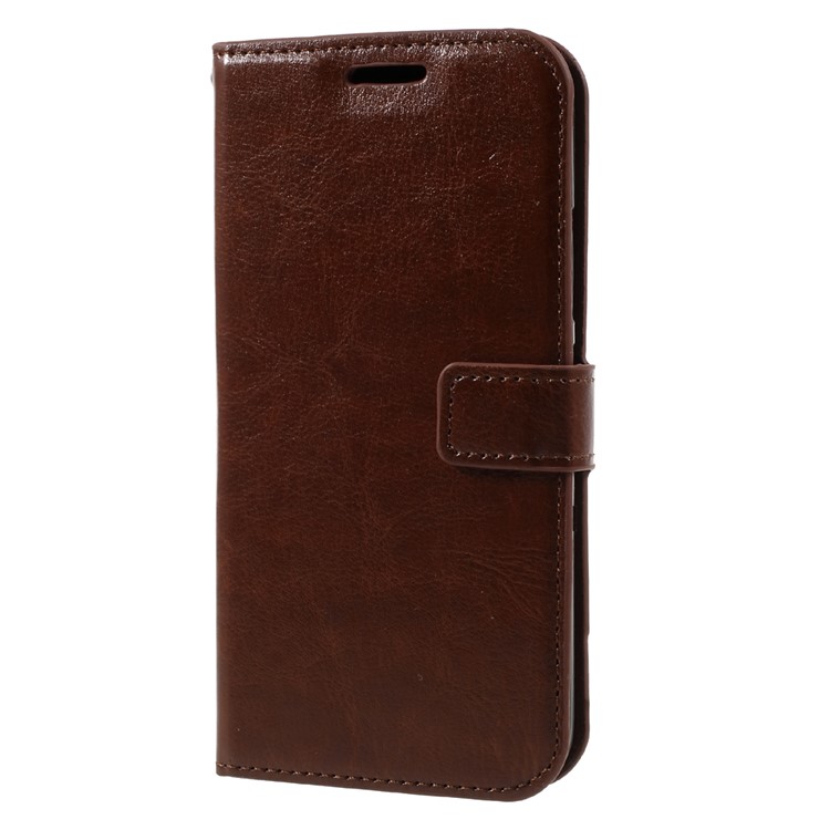 Crazy Horse Leather Wallet Phone Case with Lanyard for Motorola Moto G5 - Brown-2