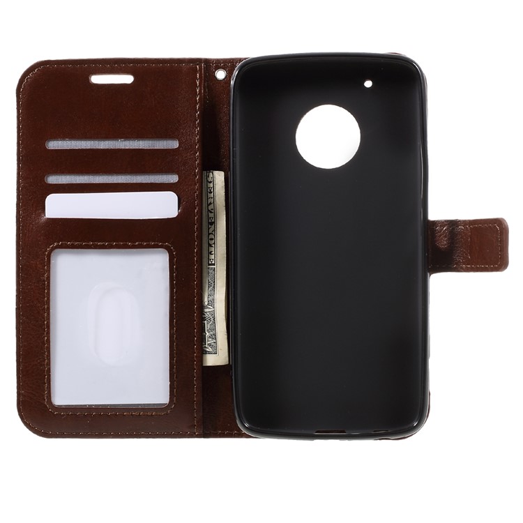 Crazy Horse Leather Wallet Phone Case with Lanyard for Motorola Moto G5 - Brown-6